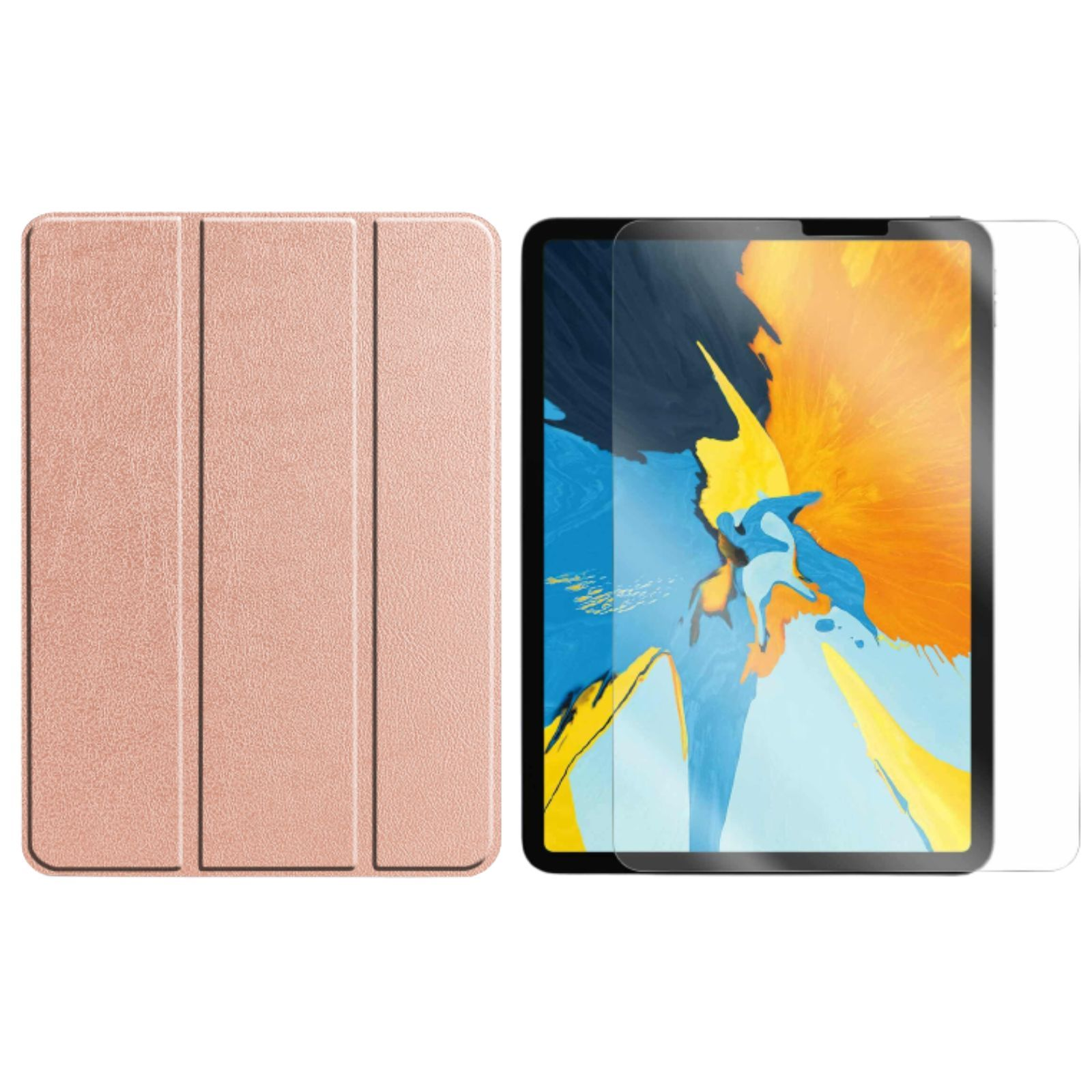 bronze 2021 12.9 iPad Case 2in1 12.9 Bookcover (Schutzhülle Zoll Generation 5. + für Pro LOBWERK Set Apple Kunstleder, Schutzglas)