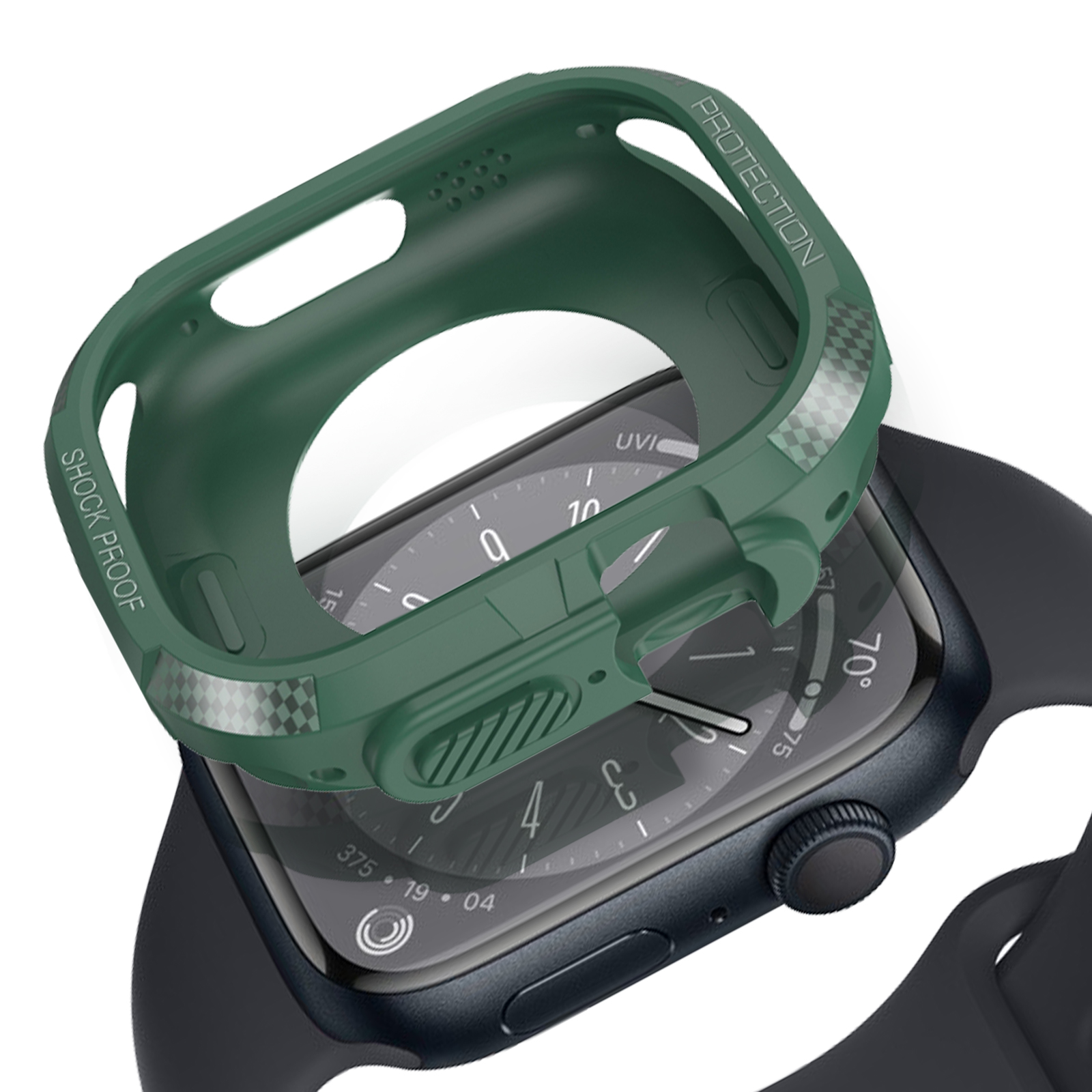 Apple Carbon Cover, AVIZAR Series 7, 6, 5, Apple, Grün 8, 4, Full Watch Design,