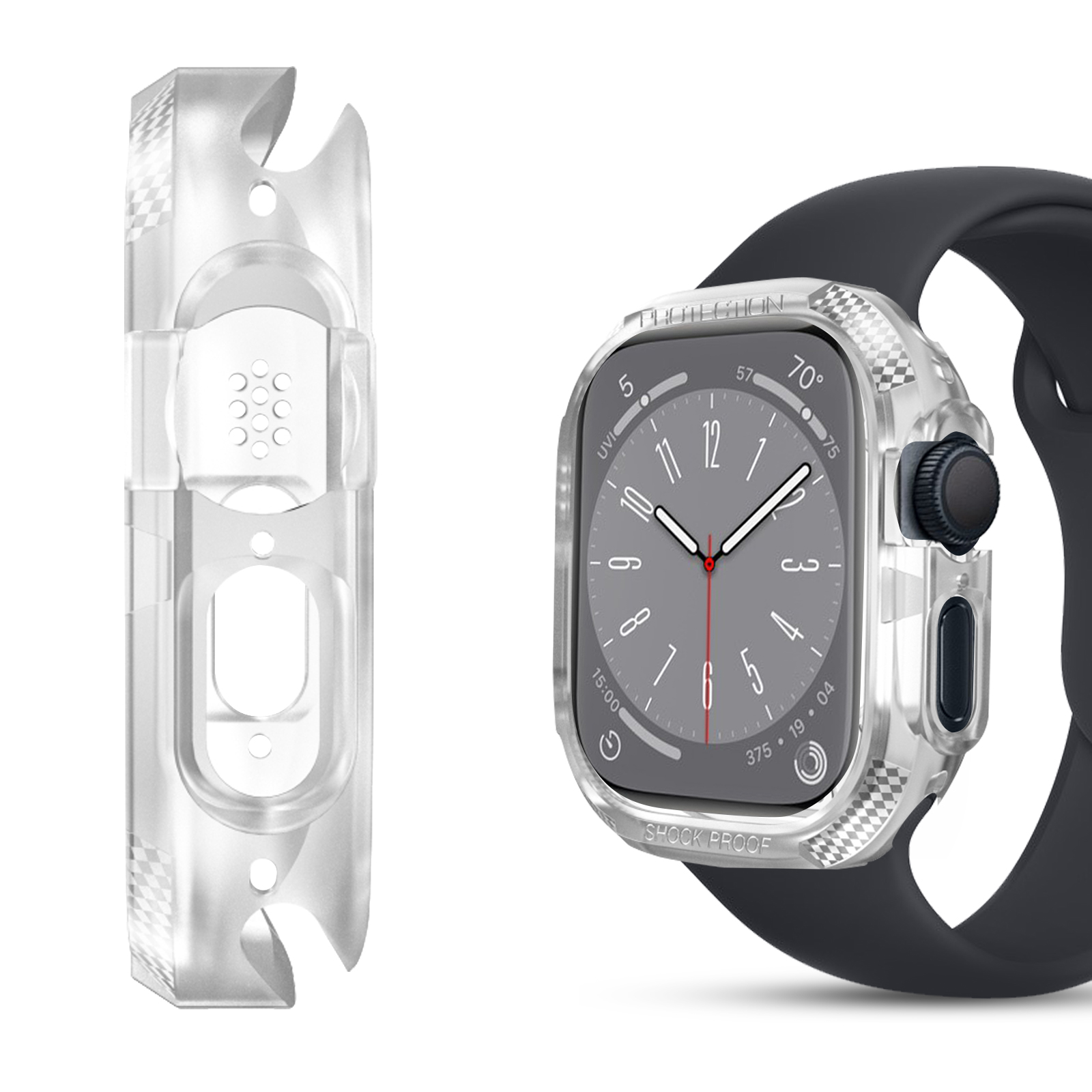 AVIZAR Carbon Design, Full Cover, Apple, Transparent Series 5, Watch 8, 6, Apple 7, 4