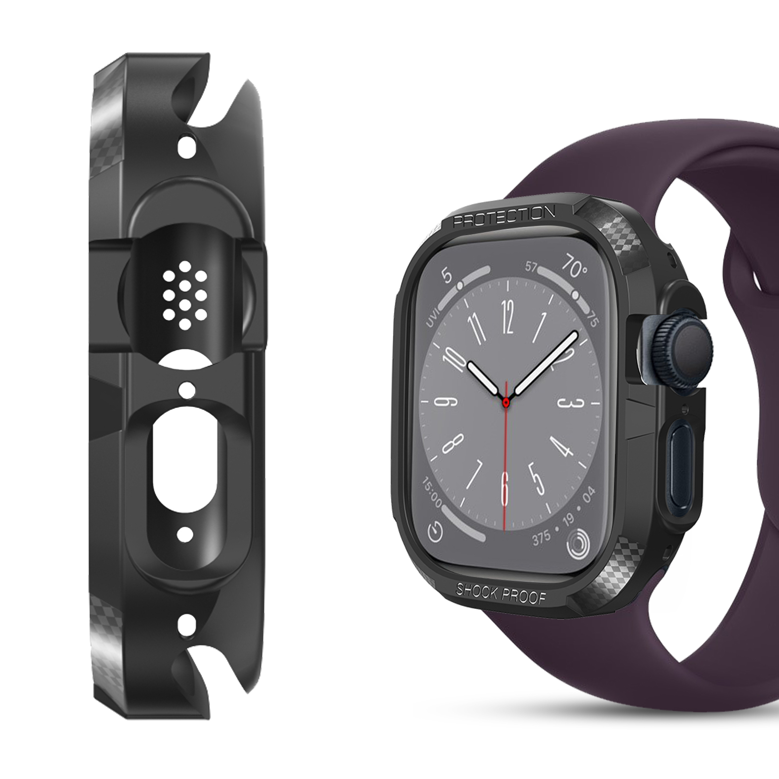 AVIZAR Carbon Design, 7, Cover, Series 5, 4, Apple Watch Full Schwarz 8, 6, Apple