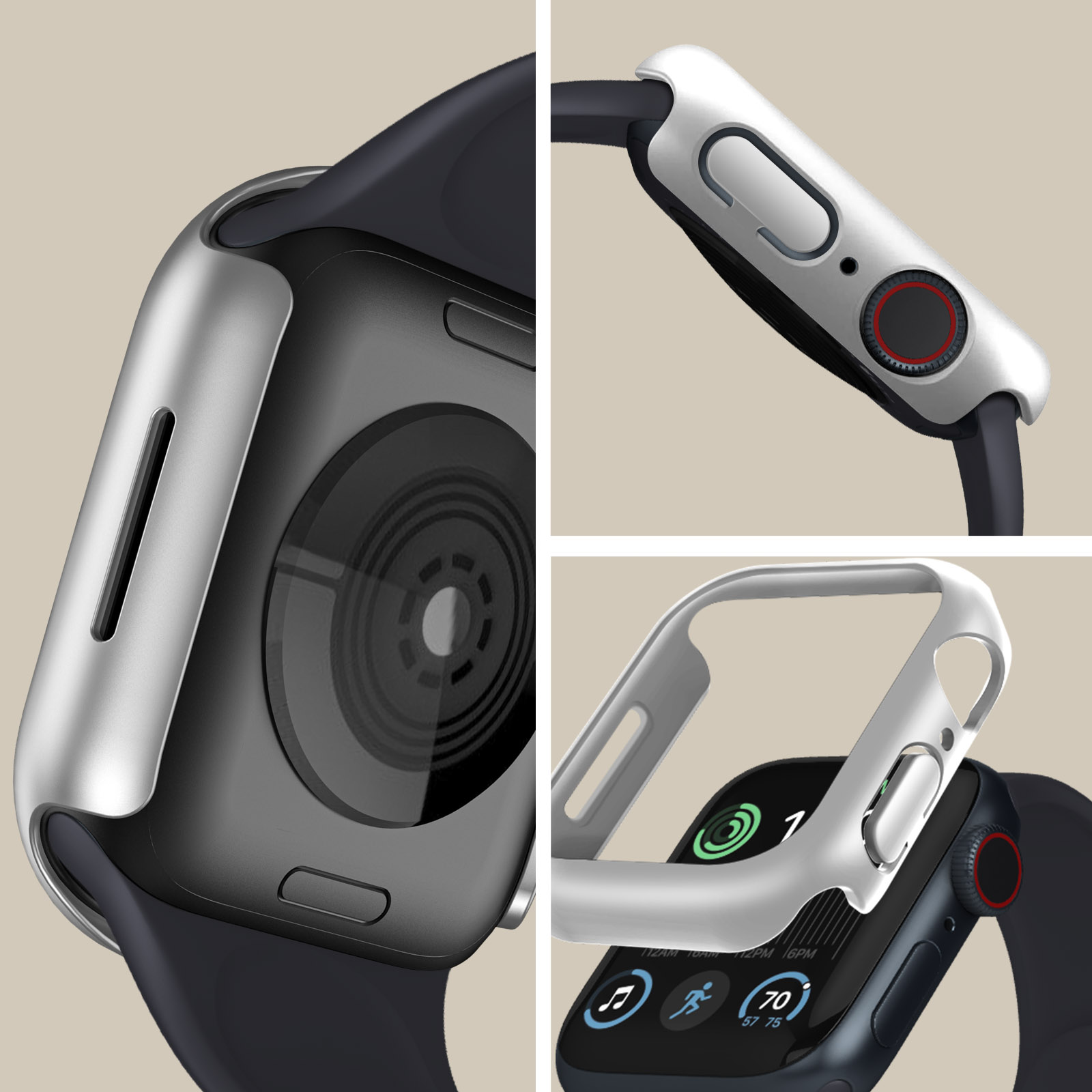 Series 8 Watch Apple Silikon, / Silber AVIZAR Full Apple, 7, 45mm, Cover,