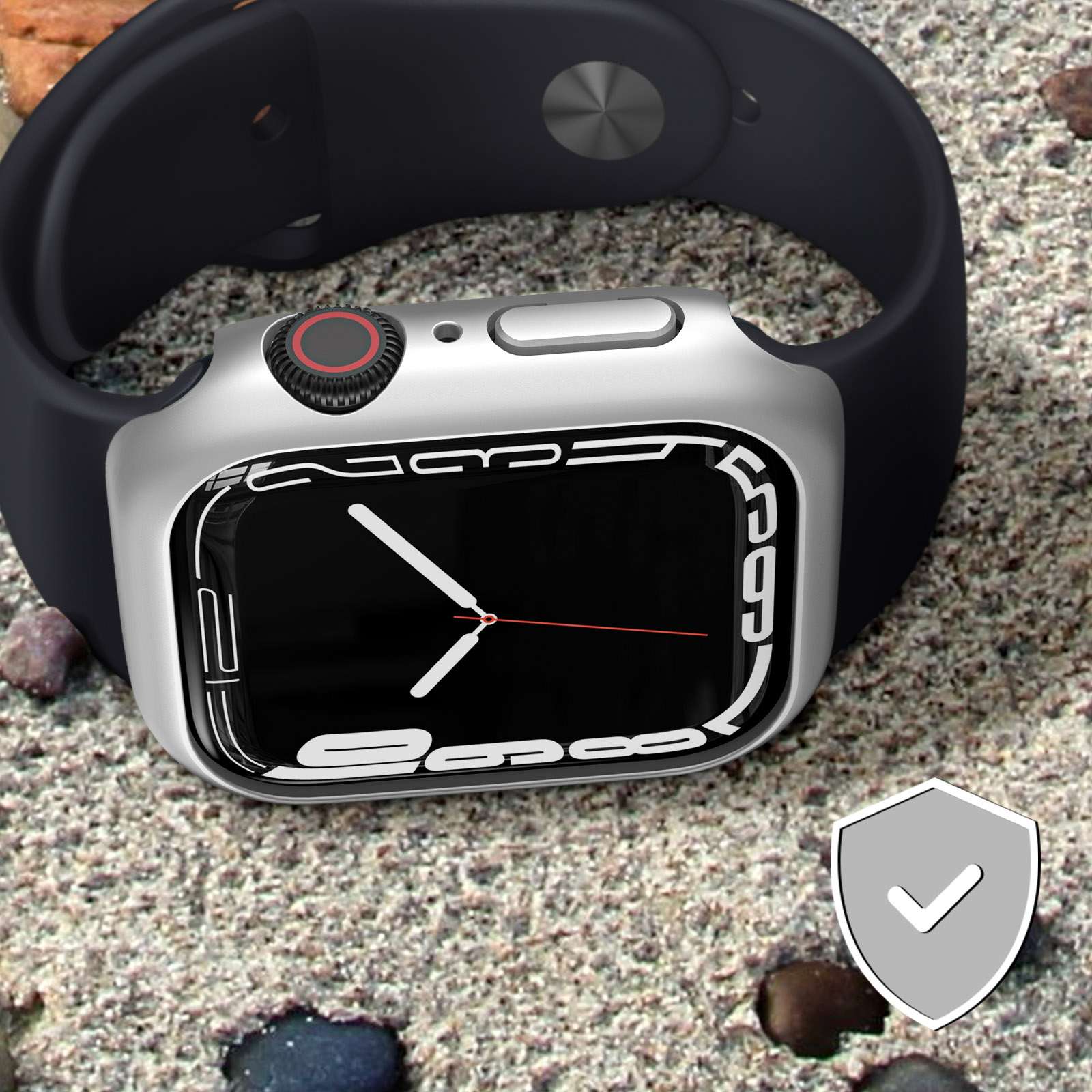 Series 8 Watch Apple Silikon, / Silber AVIZAR Full Apple, 7, 45mm, Cover,