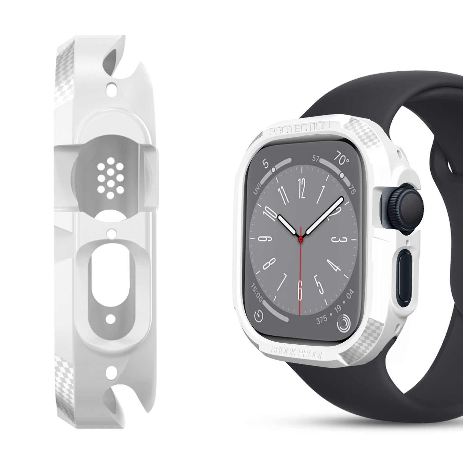 AVIZAR Carbon Apple, Cover, Watch Design, 8, 4, Series 7, Full Apple 6, 5, Weiß