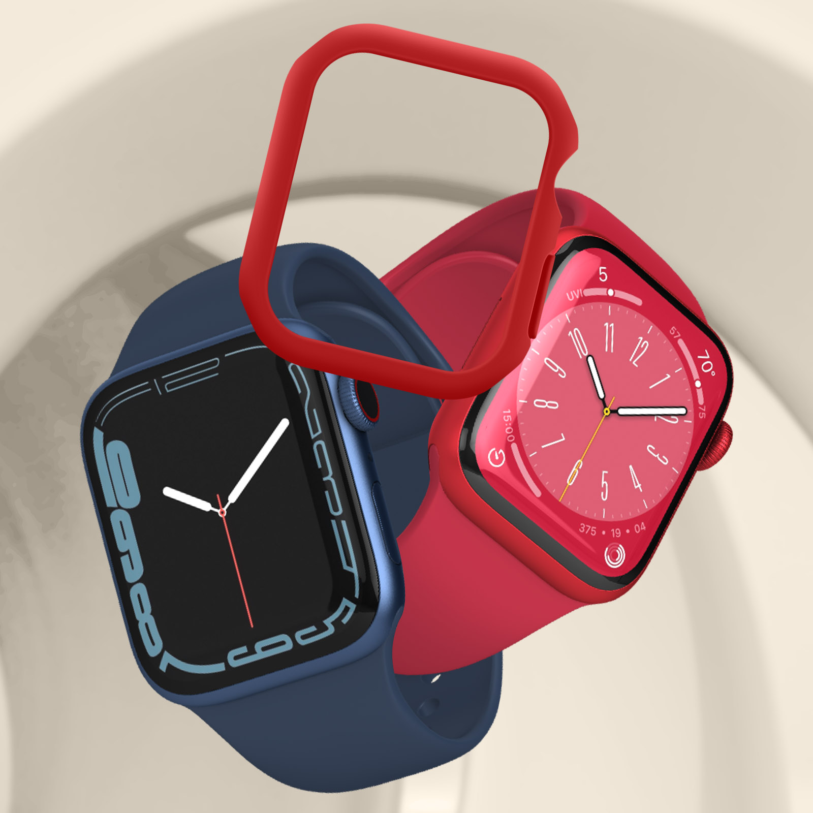 AVIZAR Silikon, Full Rot / Apple, 8 Apple Watch 7, 45mm, Series Cover