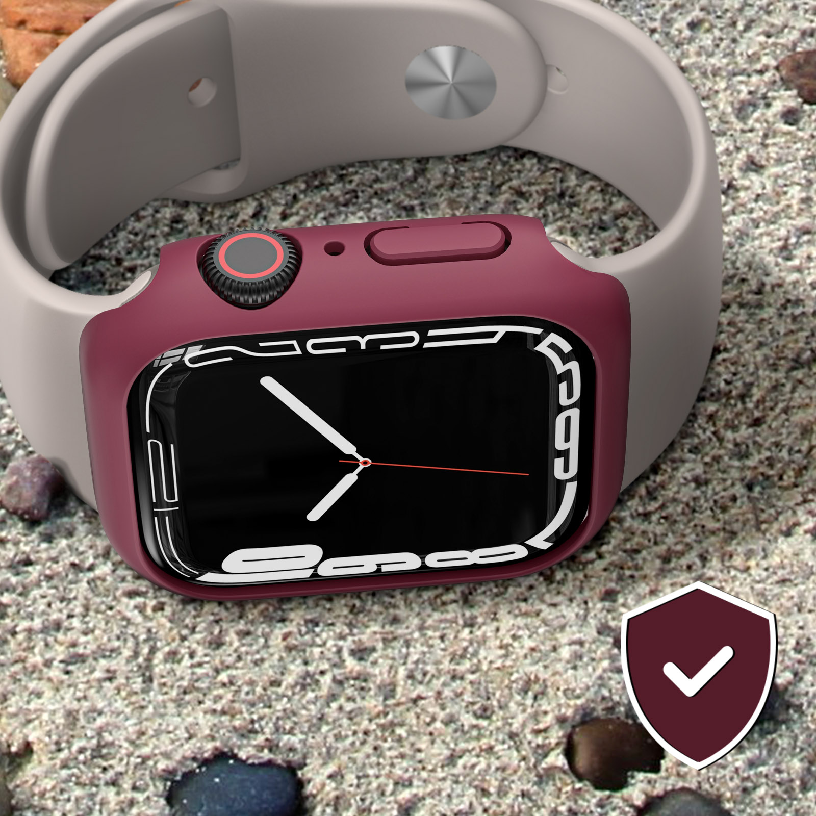 AVIZAR Silikon, Full Watch Series Karminrot Cover, Apple, Apple 7, 45mm, / 8