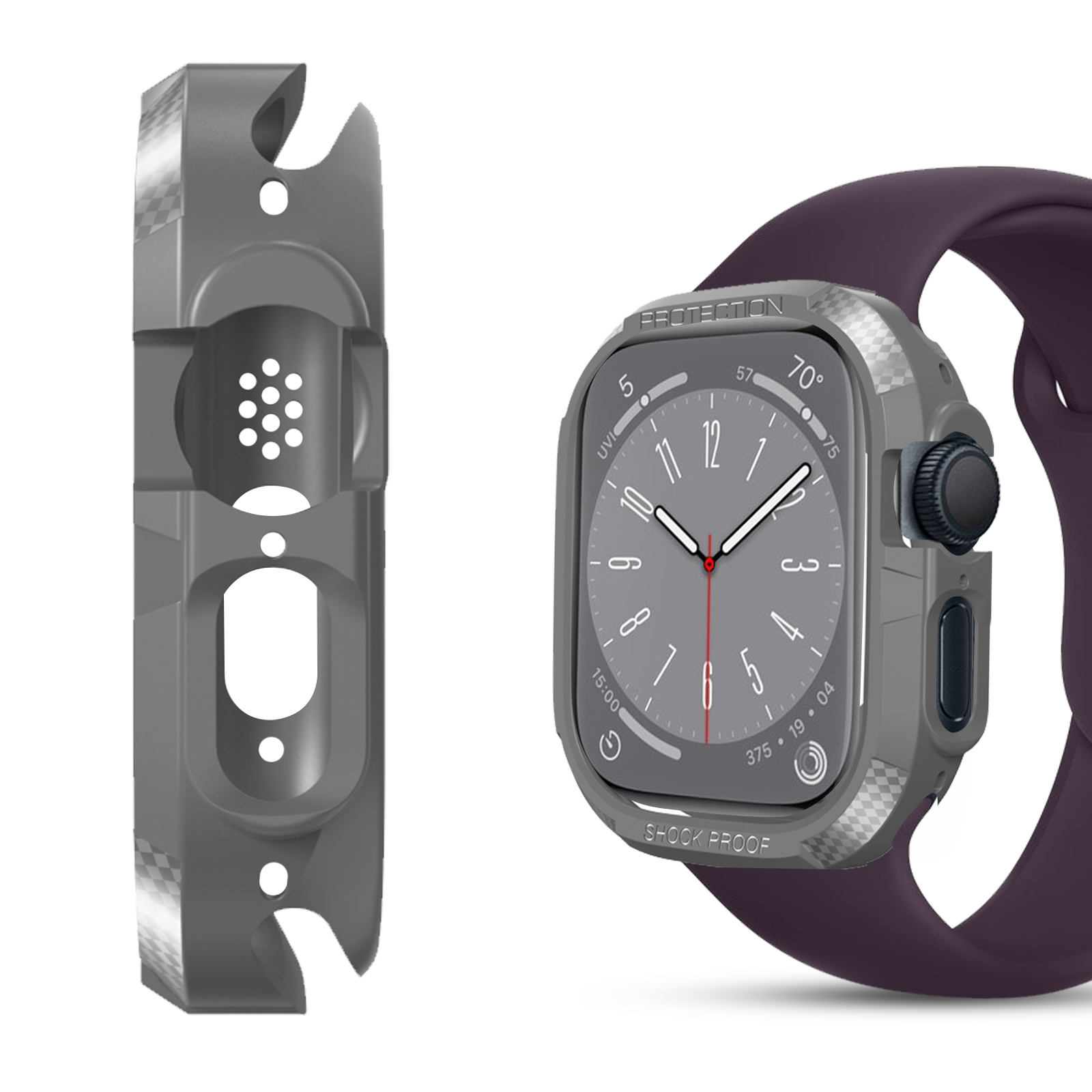 Apple 7, Apple, 8, 4, Full AVIZAR Cover, Design, Grau 6, Series 5, Carbon Watch
