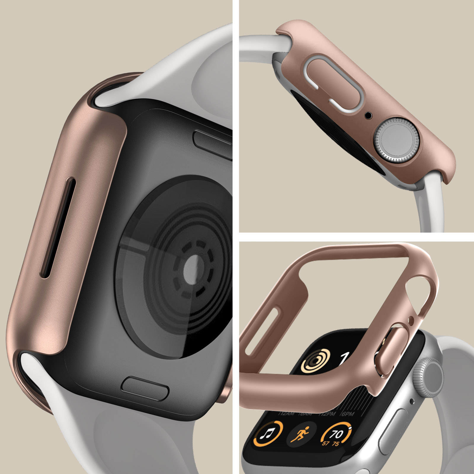 Cover, Silikon, Apple, Full 7, 45mm, Apple Watch AVIZAR 8 Rosegold Series /