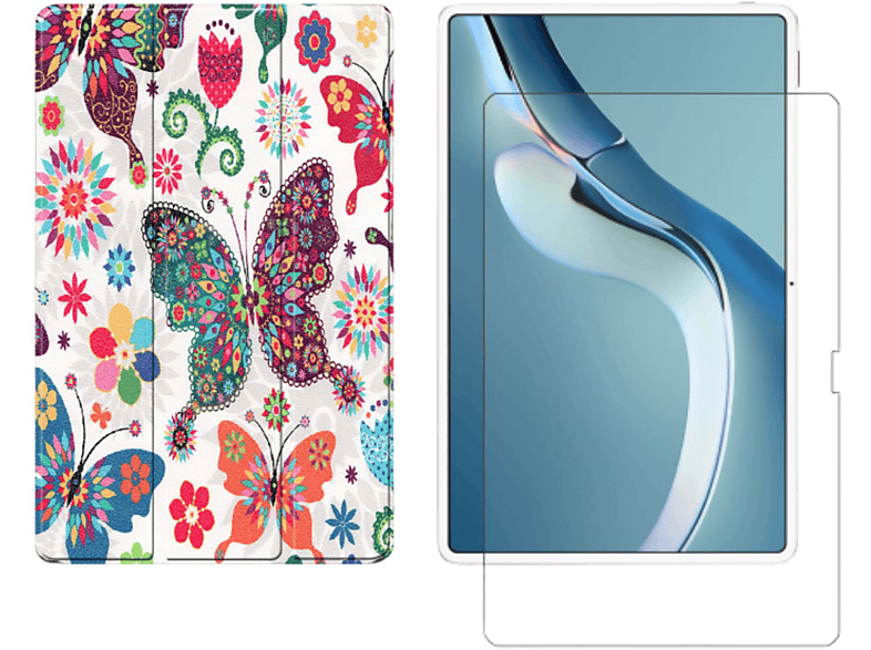 12.6 (Schutzhülle 2in1 LOBWERK Set für Bookcover + 2021 Kunstleder, Case Mehrfarbig Zoll Huawei MatePad Pro Schutzglas)