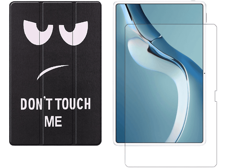 LOBWERK 2in1 Set (Schutzhülle + Schutzglas) Case Bookcover für Huawei MatePad Pro 2021 12.6 Zoll Kunstleder, Mehrfarbig