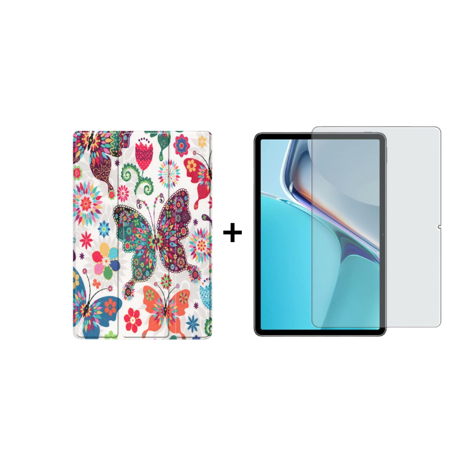 2in1 Zoll + Huawei MatePad für 11 Bookcover Kunstleder, Schutzglas) (Schutzhülle Case 2021 LOBWERK Set Mehrfarbig 11