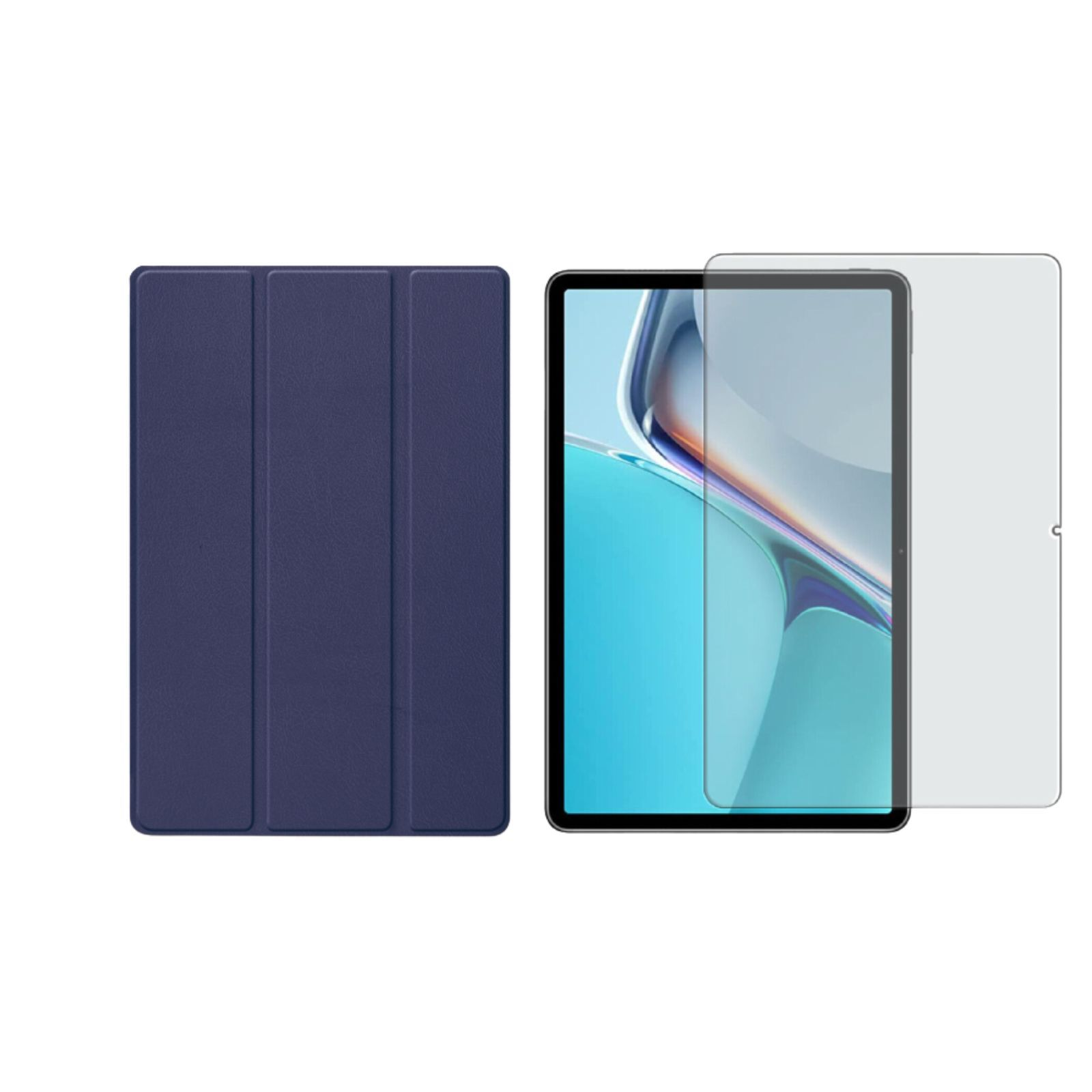 Schutzglas) für Bookcover Set (Schutzhülle 2in1 11 Huawei MatePad 2021 LOBWERK Blau Case + 11 Zoll Kunstleder,