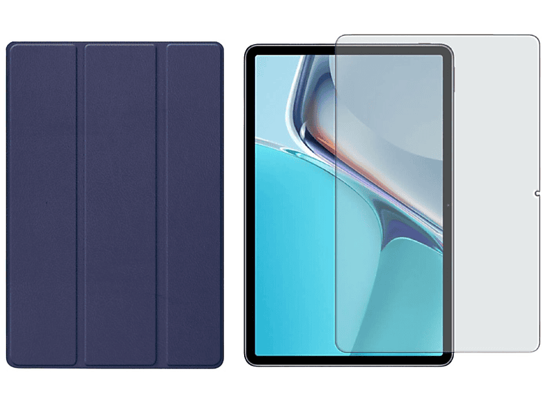Schutzglas) für Bookcover Set (Schutzhülle 2in1 11 Huawei MatePad 2021 LOBWERK Blau Case + 11 Zoll Kunstleder,