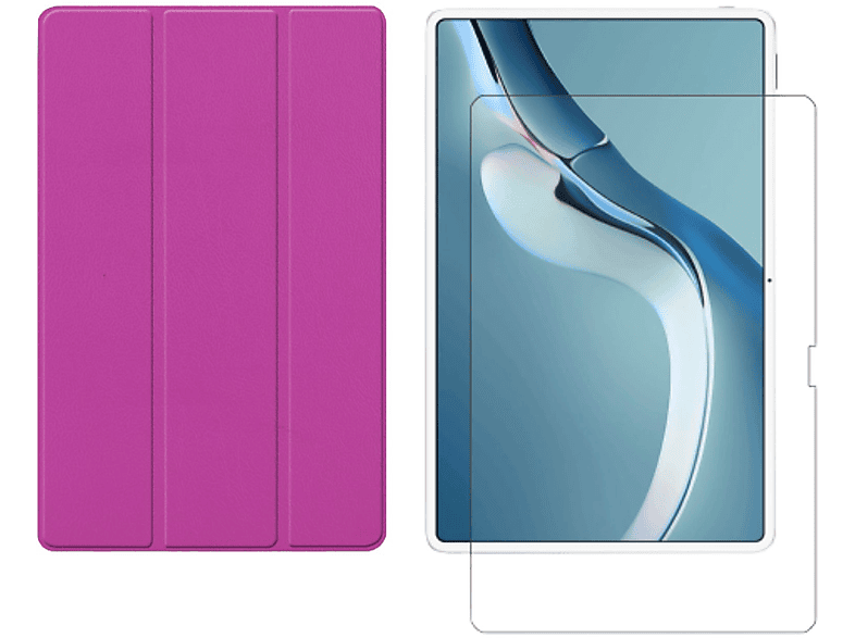 2in1 Huawei MatePad Case Schutzglas) + Pro Zoll 2021 Set (Schutzhülle LOBWERK 12.6 Kunstleder, Lila Bookcover für