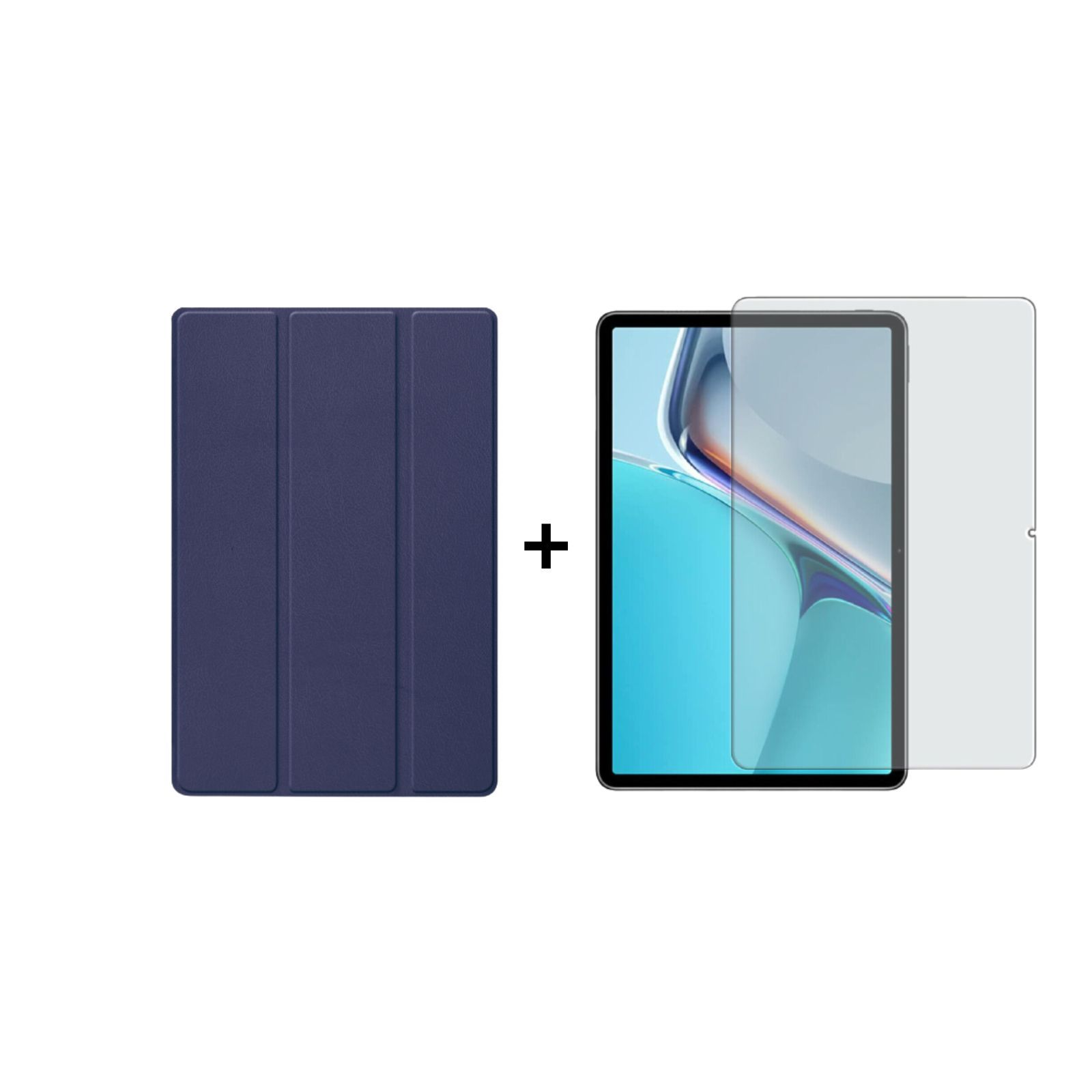 Huawei MatePad Kunstleder, Zoll LOBWERK Blau Bookcover Set (Schutzhülle 2in1 für Schutzglas) Case 11 2021 + 11