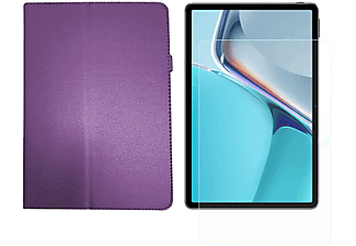 LOBWERK 2in1 Set (Schutzhülle + Schutzglas) Case Bookcover für Huawei MatePad 11 2021 11 Zoll Kunstleder, Lila