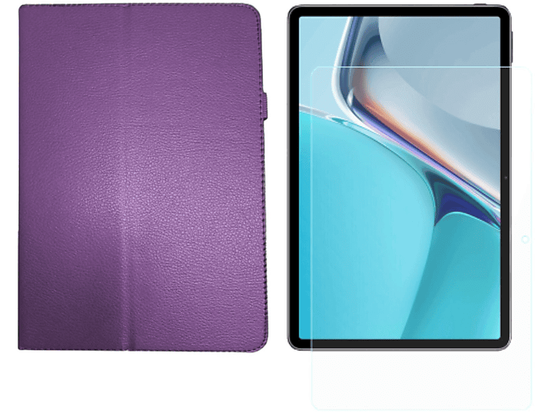 LOBWERK 2in1 Set (Schutzhülle + 2021 Bookcover Schutzglas) Zoll Case für 11 Kunstleder, 11 Lila Huawei MatePad