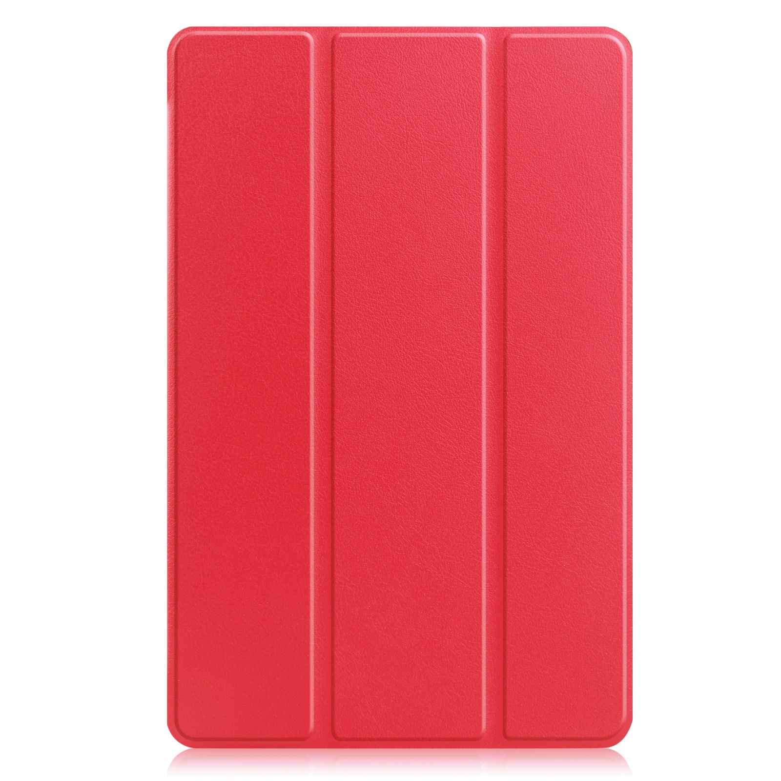 Eine rote Tablet-Hülle, geschlossen, mit strukturierter Oberfläche.