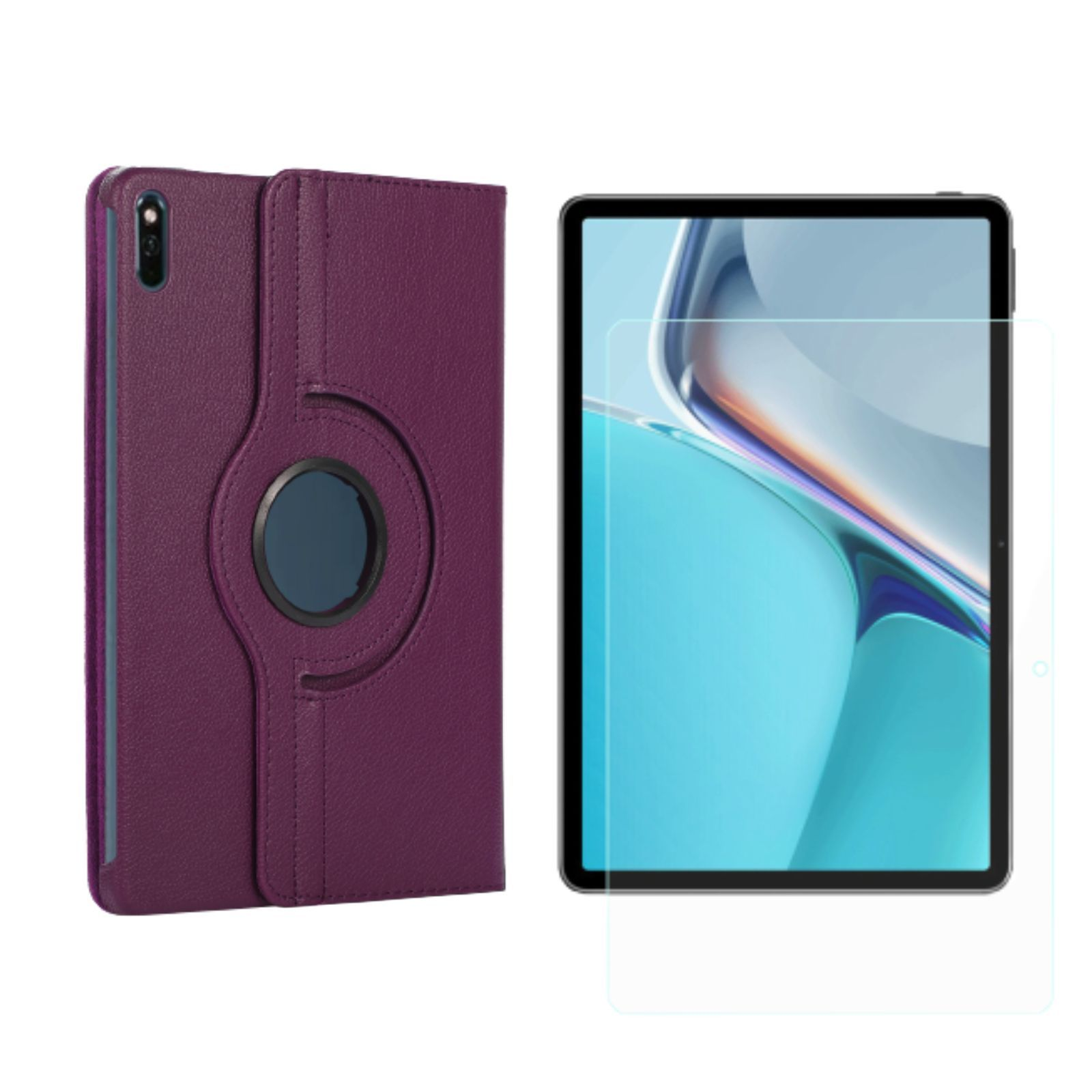 LOBWERK 2in1 Set (Schutzhülle + Lila 11 Bookcover für 2021 Case Kunstleder, Zoll Schutzglas) Huawei MatePad 11