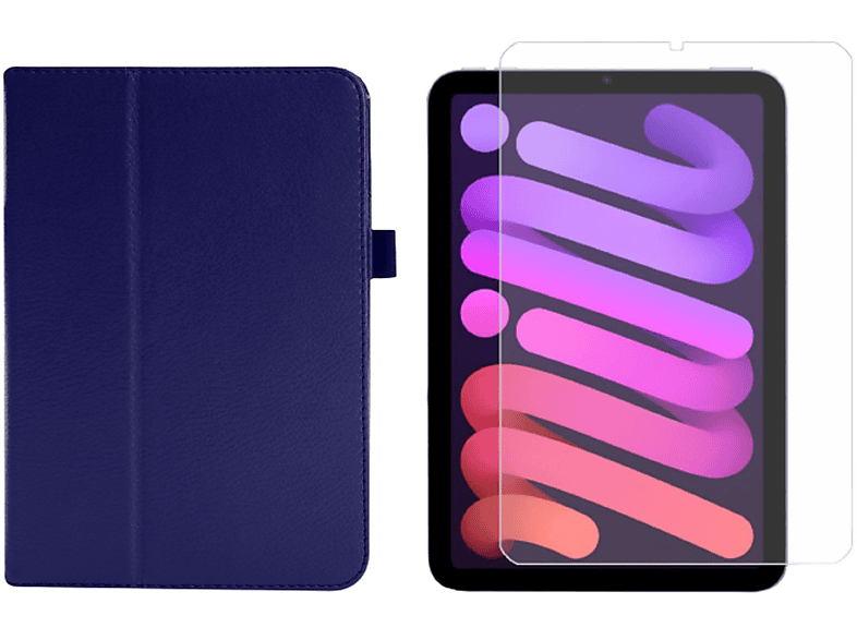 2in1 für LOBWERK IPad 6 Bookcover 8.3 Case Zoll 2021 Set Blau Apple Kunstleder, Mini + Schutzglas) (Schutzhülle