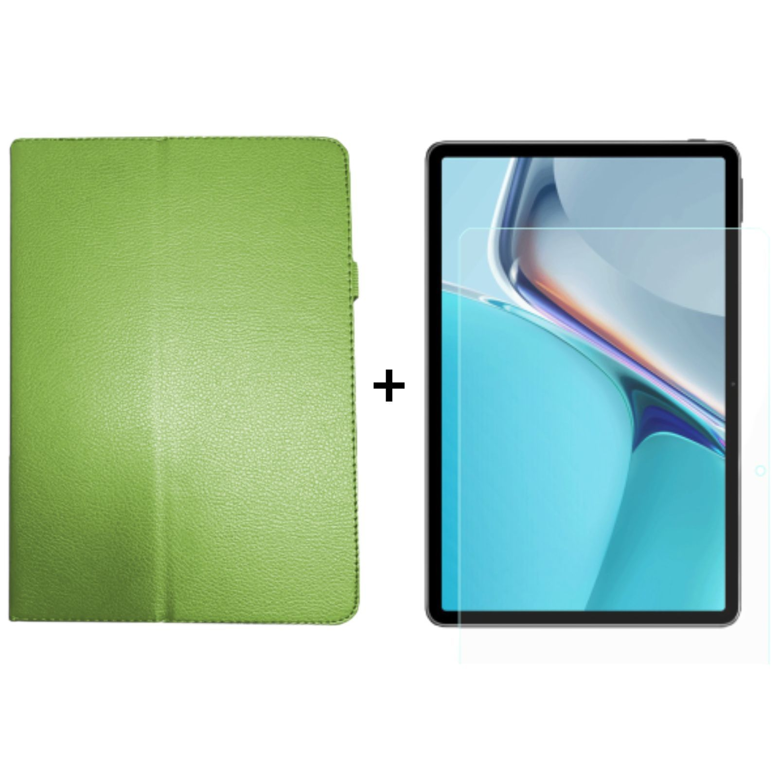 LOBWERK 2in1 (Schutzhülle Schutzglas) 11 Case Zoll 11 Bookcover Grün für Set + Kunstleder, Huawei MatePad 2021