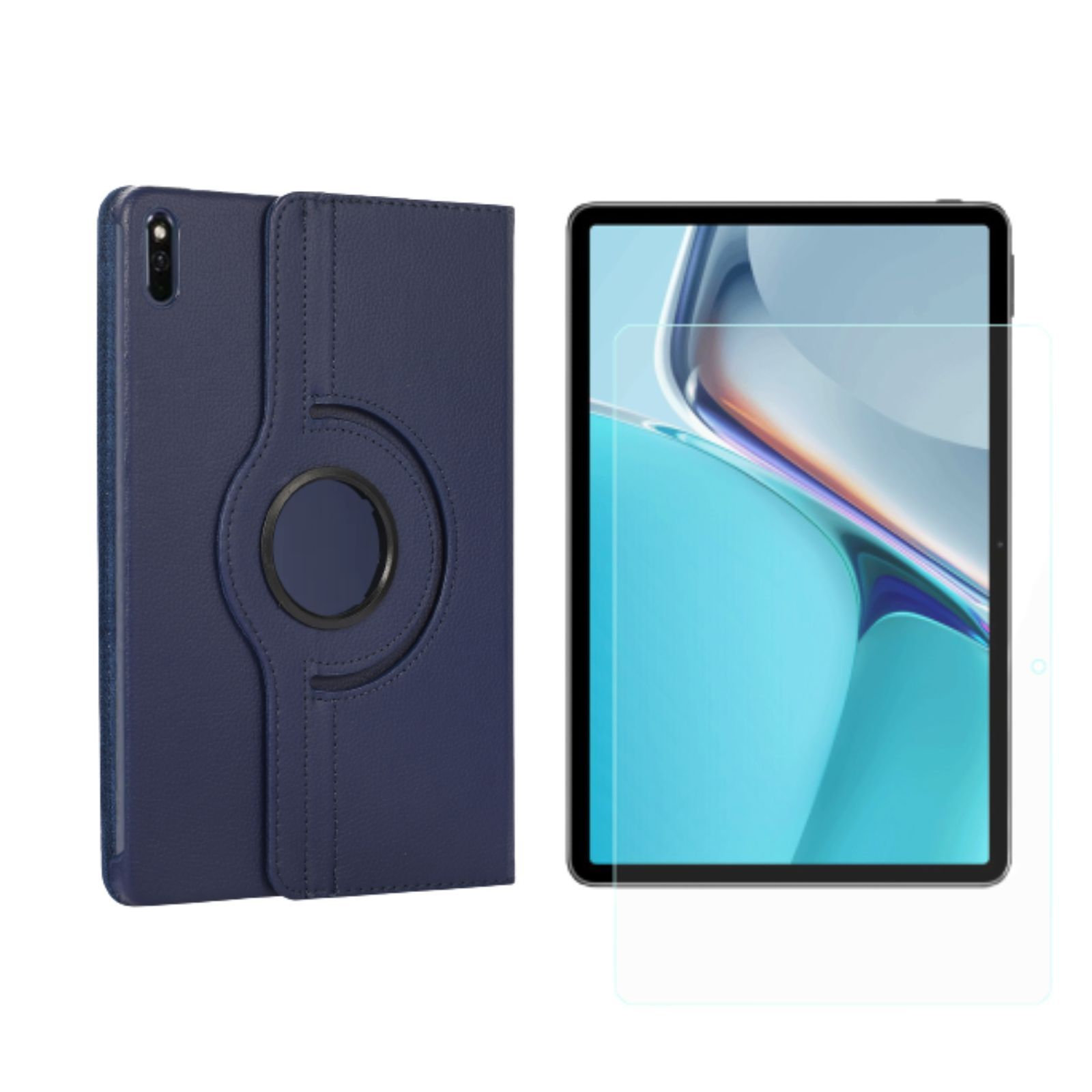 LOBWERK 2in1 Set (Schutzhülle 11 11 Huawei MatePad Case Kunstleder, + Zoll Blau Bookcover Schutzglas) 2021 für