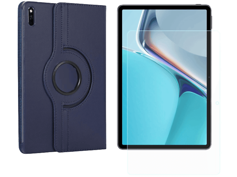 2in1 für Kunstleder, Bookcover 11 (Schutzhülle Case Schutzglas) Blau Huawei MatePad Set 2021 Zoll + 11 LOBWERK