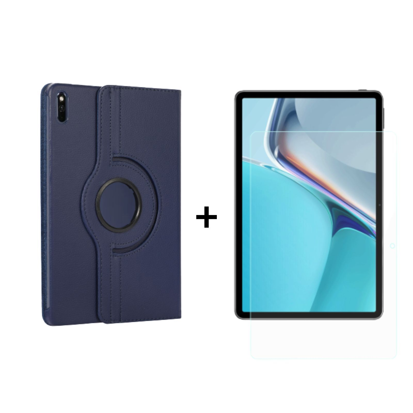 LOBWERK 2in1 Set (Schutzhülle 11 11 Huawei MatePad Case Kunstleder, + Zoll Blau Bookcover Schutzglas) 2021 für