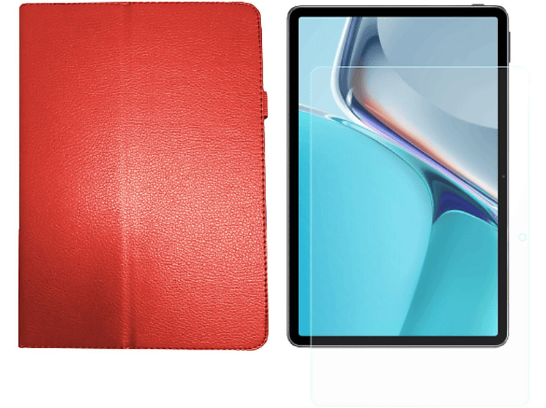 Case + (Schutzhülle 11 Kunstleder, 2021 Bookcover Zoll Schutzglas) für Set Rot 11 Huawei MatePad 2in1 LOBWERK
