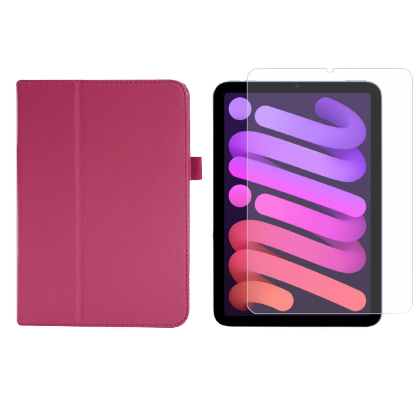 Bookcover Mini 2in1 6 8.3 + Kunstleder, Zoll Schutzglas) LOBWERK 2021 Set IPad Pink Apple (Schutzhülle für Case