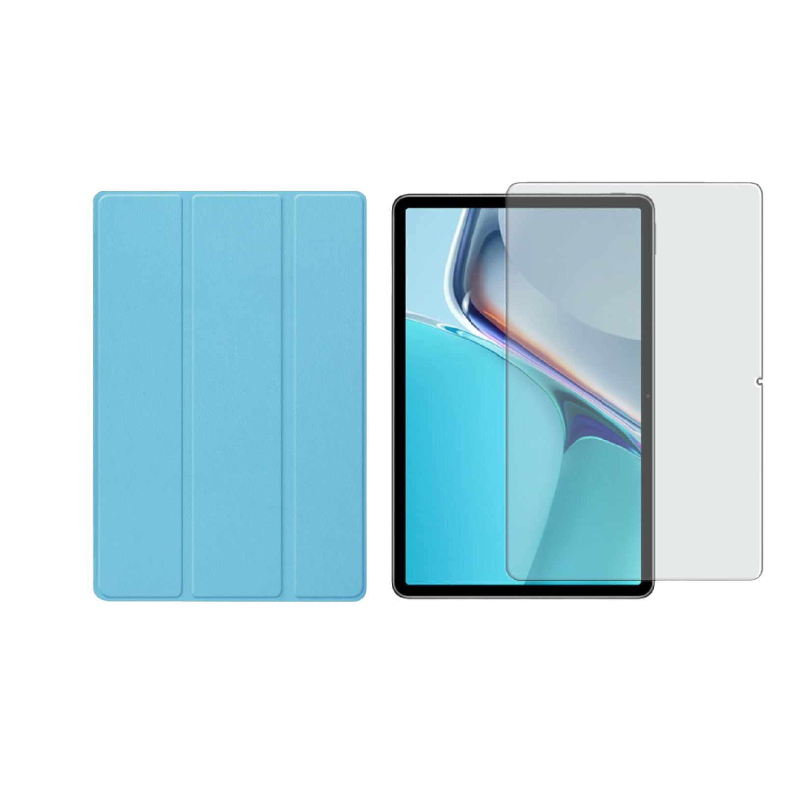 LOBWERK 2in1 Set Hellblau Huawei MatePad 2021 Zoll 11 11 Bookcover für + Kunstleder, (Schutzhülle Case Schutzglas)