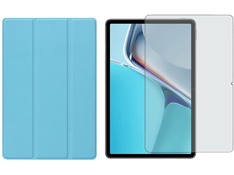 LOBWERK 2in1 Set Hellblau Huawei MatePad 2021 Zoll 11 11 Bookcover für + Kunstleder, (Schutzhülle Case Schutzglas)