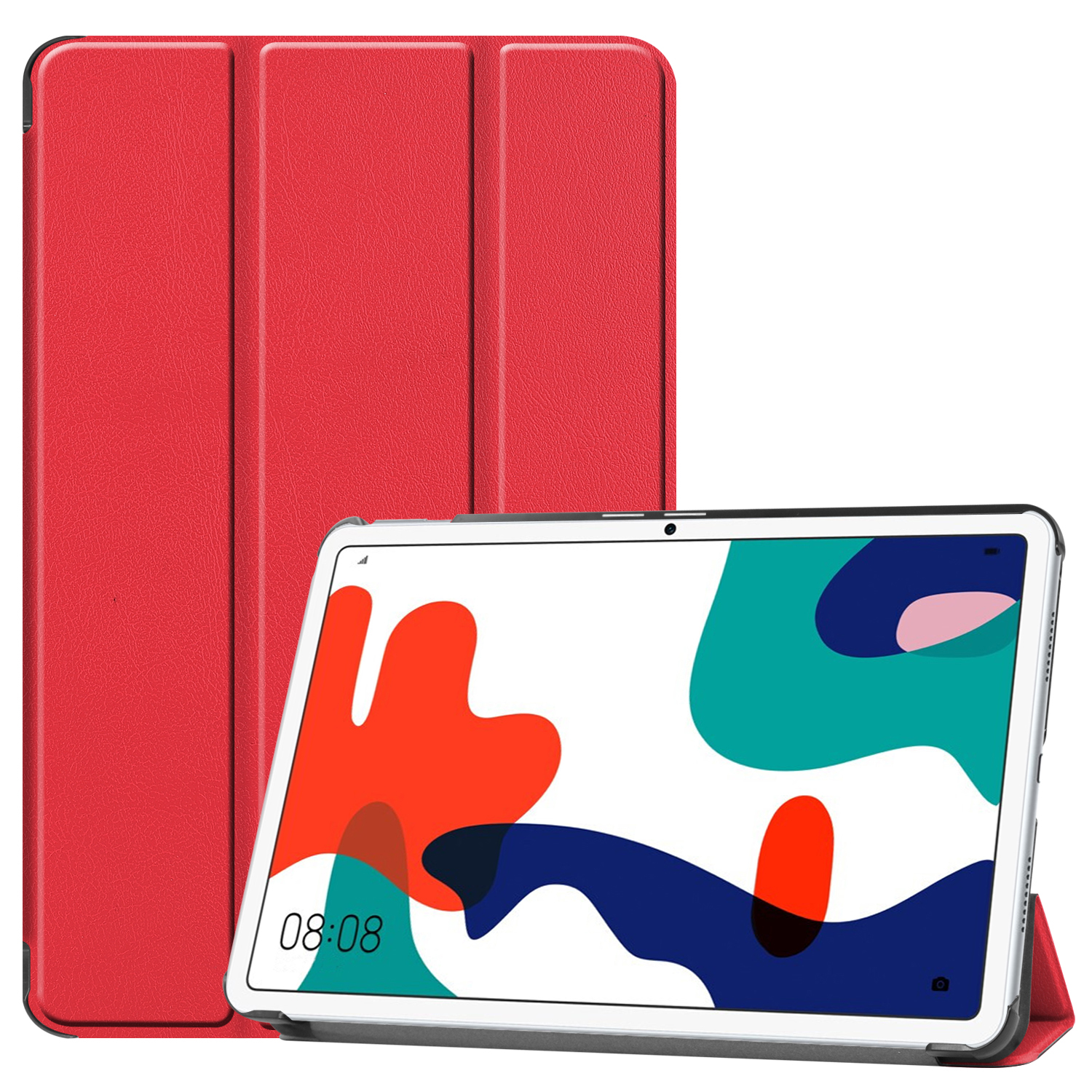 LOBWERK Hülle Zoll MatePad 10.4 Huawei für Schutzhülle Kunstleder, BAH3-W09 BAH3-AL00 Bookcover Rot