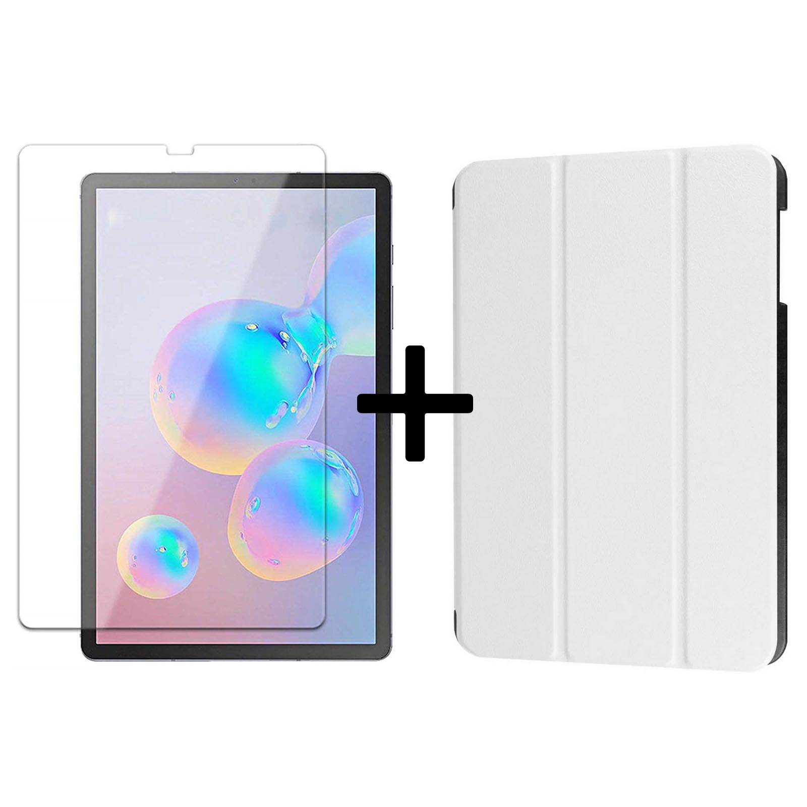 Weiß 2in1 Tab S6 (Schutzhülle Case SM-T860 Samsung Galaxy + 10.5 Bookcover LOBWERK Set Kunstleder, für SM-T865 Schutzglas)