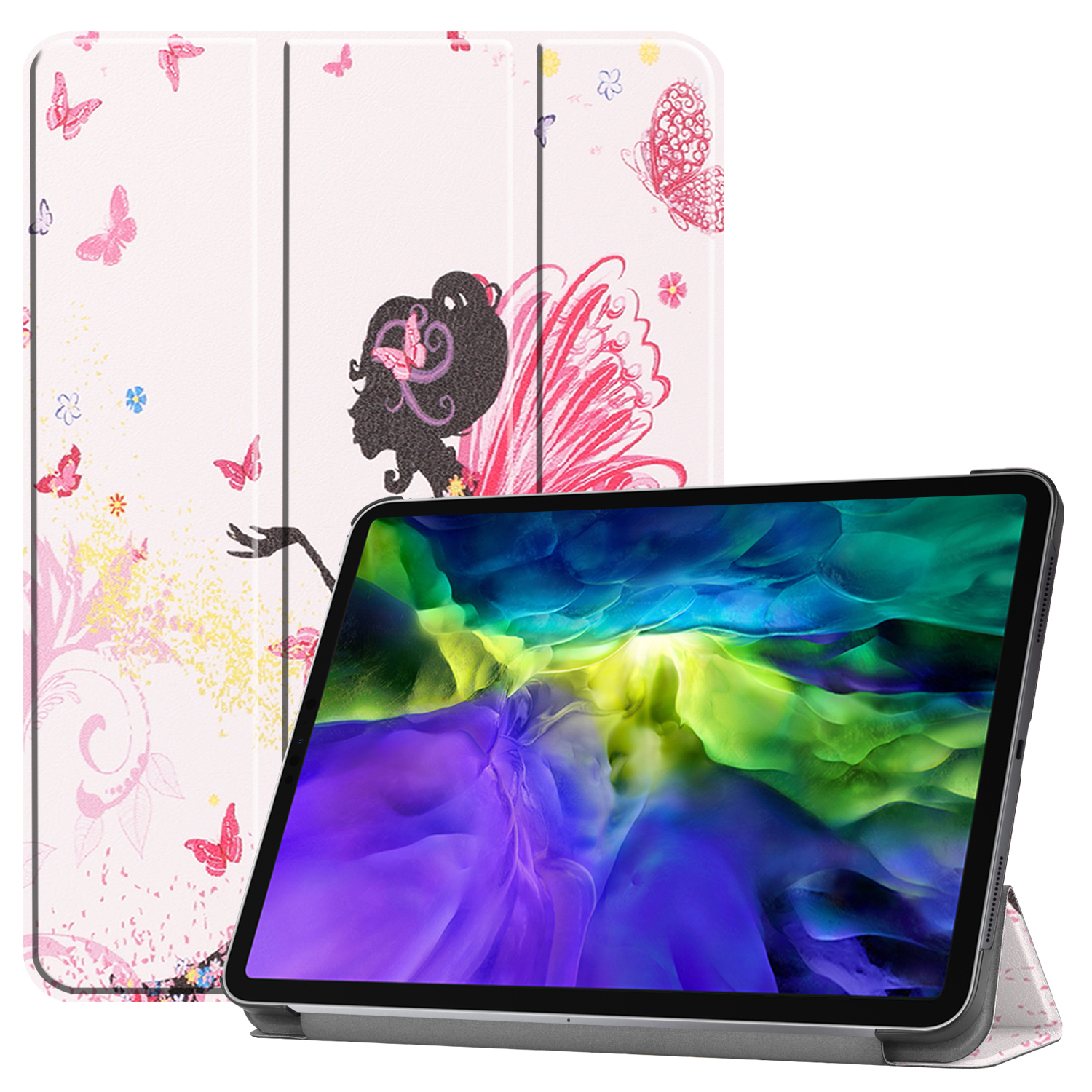 LOBWERK Hülle Apple für 2020 Mehrfarbig Kunstleder, Pro Bookcover Schutzhülle 11 /2021/2022 Zoll 11 iPad