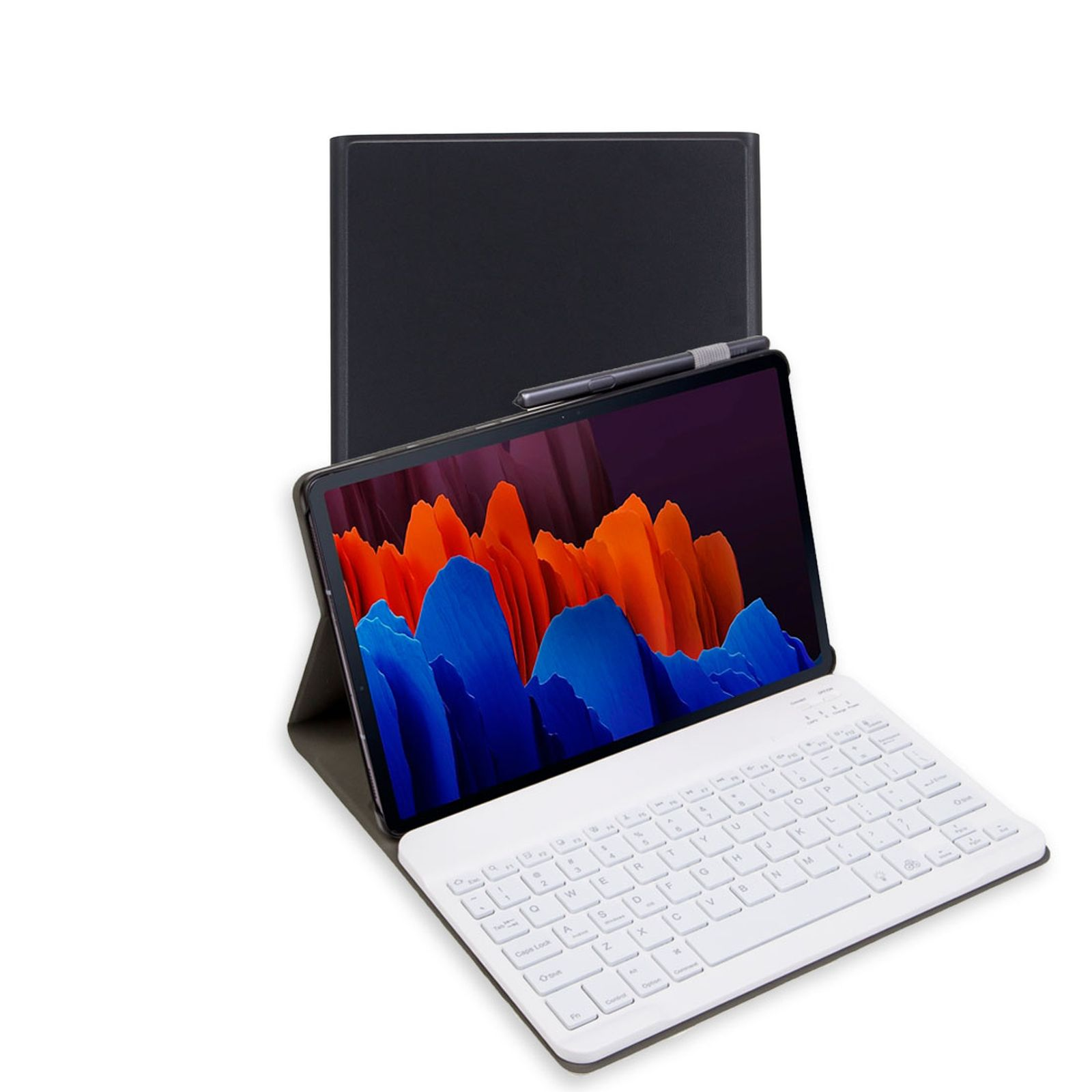 Set / X800, + / (Bluetooth Cover) Tastatur Samsung für / / Kunststoff, Bookcover S7 FE Schutzhülle / T970 S7 2in1 LOBWERK Plus T730 2 Schwarz T975, S8+ S7+ Tab