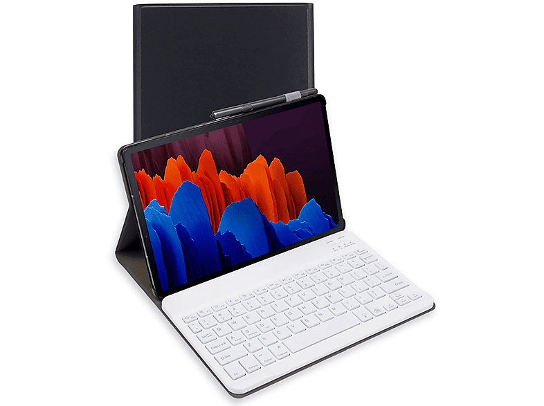 LOBWERK 2in1 (Bluetooth Schutzhülle Schwarz S7 für T975, + / 2 Tab / T730 / Plus S7 Bookcover Tastatur S8+ FE Cover) T970 S7+ Kunststoff, / Set Samsung / X800