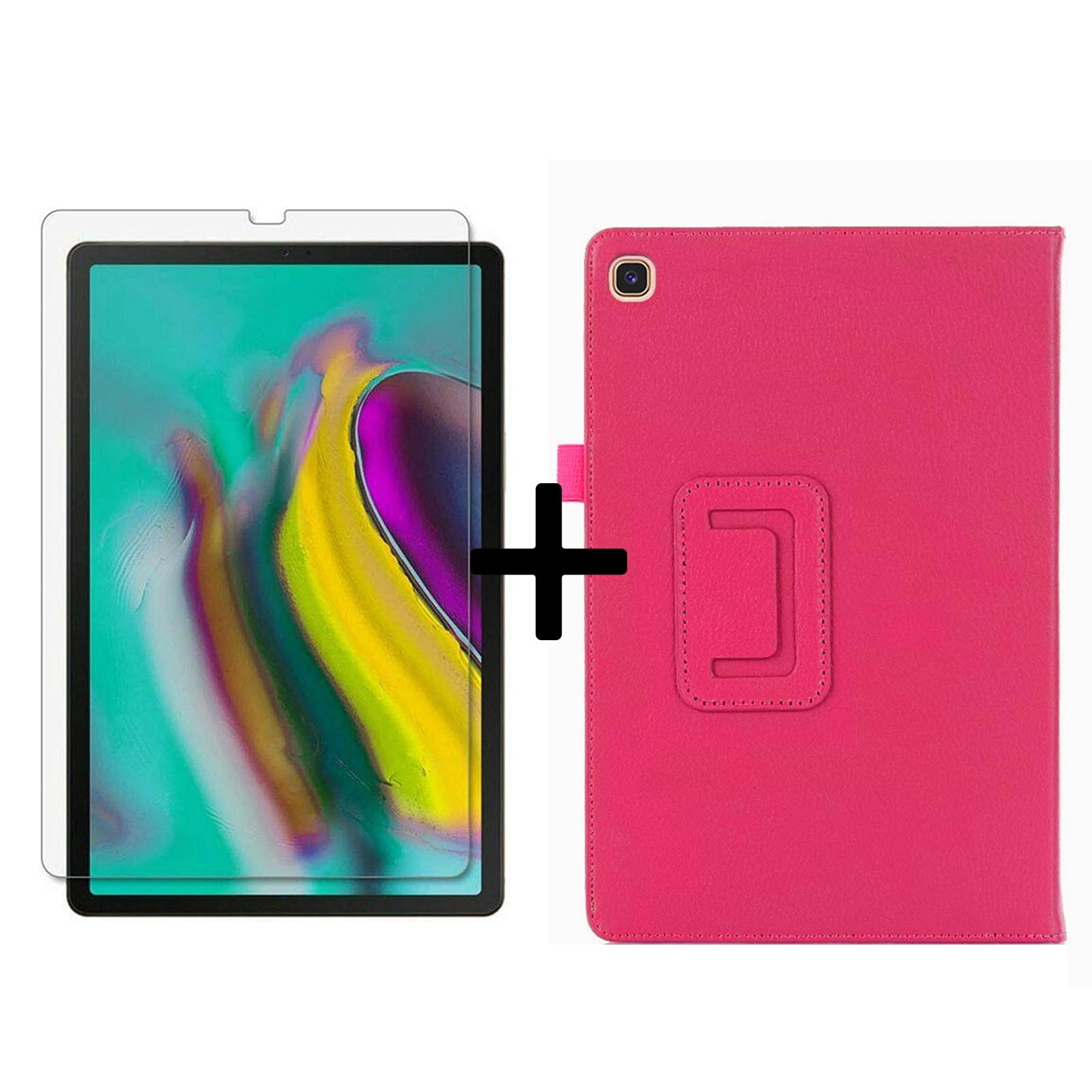 (Schutzhülle Kunstleder, LOBWERK Zoll Pink + 10.5 Galaxy 2in1 für Schutzglas) Samsung S5e Bookcover SM-T725 Case SM-T720 Set Tab
