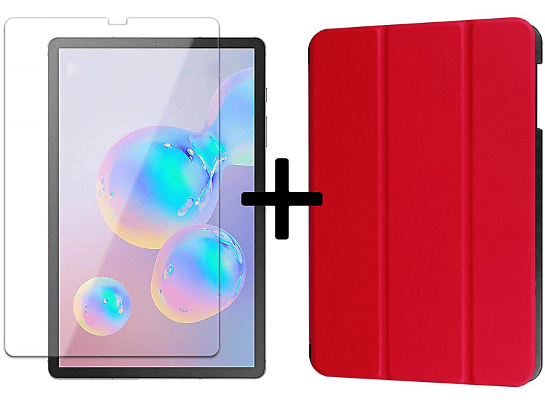 Rot Bookcover Case SM-T865 Galaxy 2in1 LOBWERK Set Kunstleder, Tab Schutzglas) Samsung 10.5 für S6 (Schutzhülle SM-T860 +