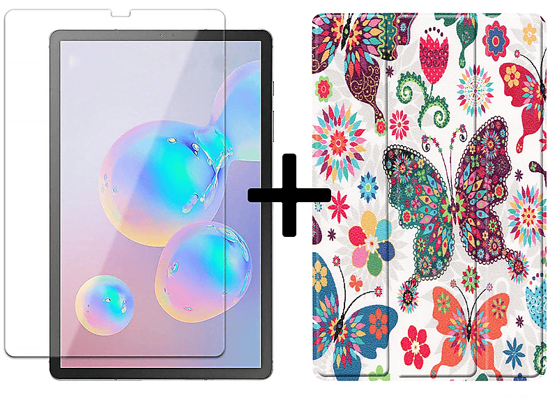 LOBWERK 2in1 Set (Schutzhülle + Schutzglas) Case Bookcover für Samsung Galaxy Tab S6 10.5 SM-T860 SM-T865 Kunstleder, 03