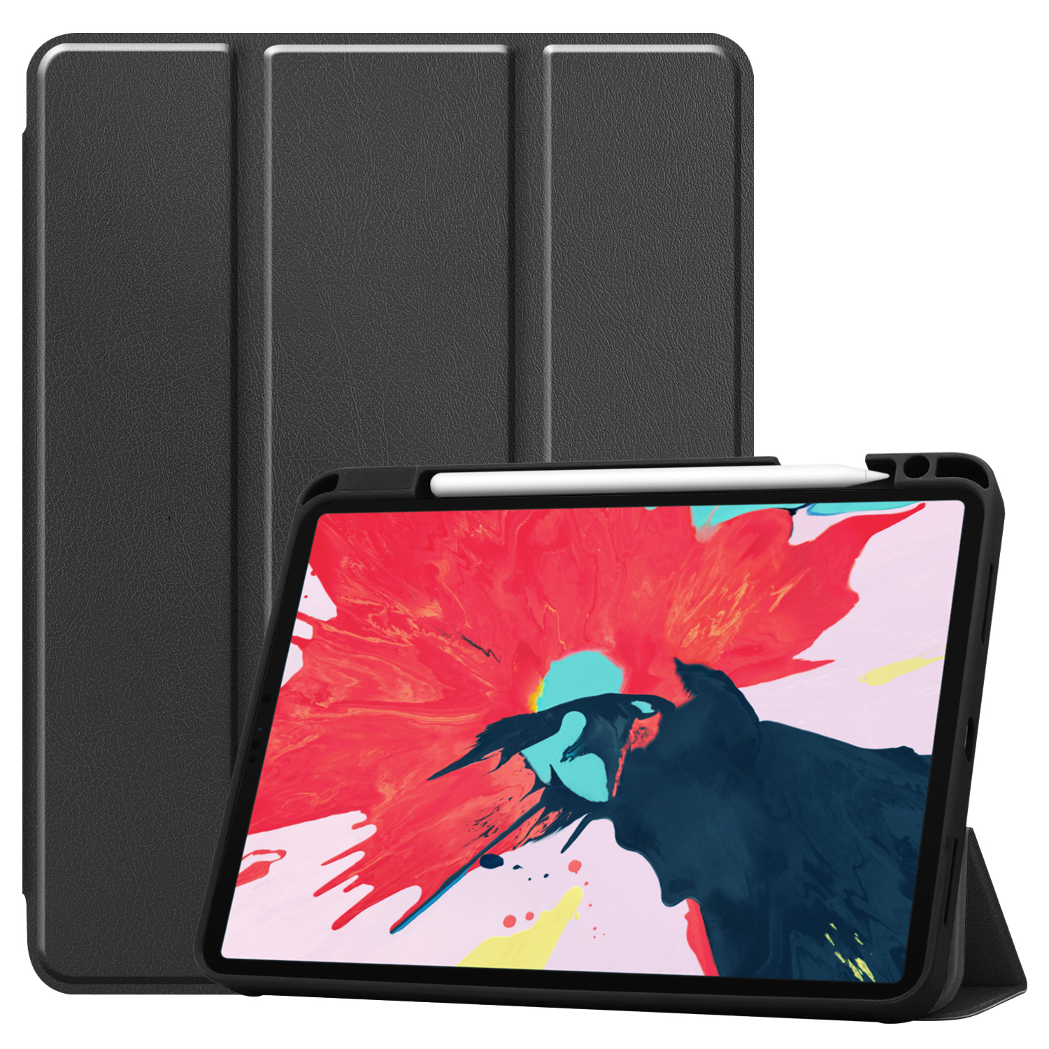 LOBWERK Hülle Schutzhülle Bookcover iPad Kunstleder, Zoll 11 Pro Schwarz 2020 Apple für