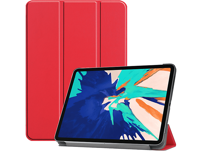 iPad für 2020 12.9 Apple Hülle Rot Bookcover 12.9 LOBWERK Schutzhülle Pro Kunstleder,