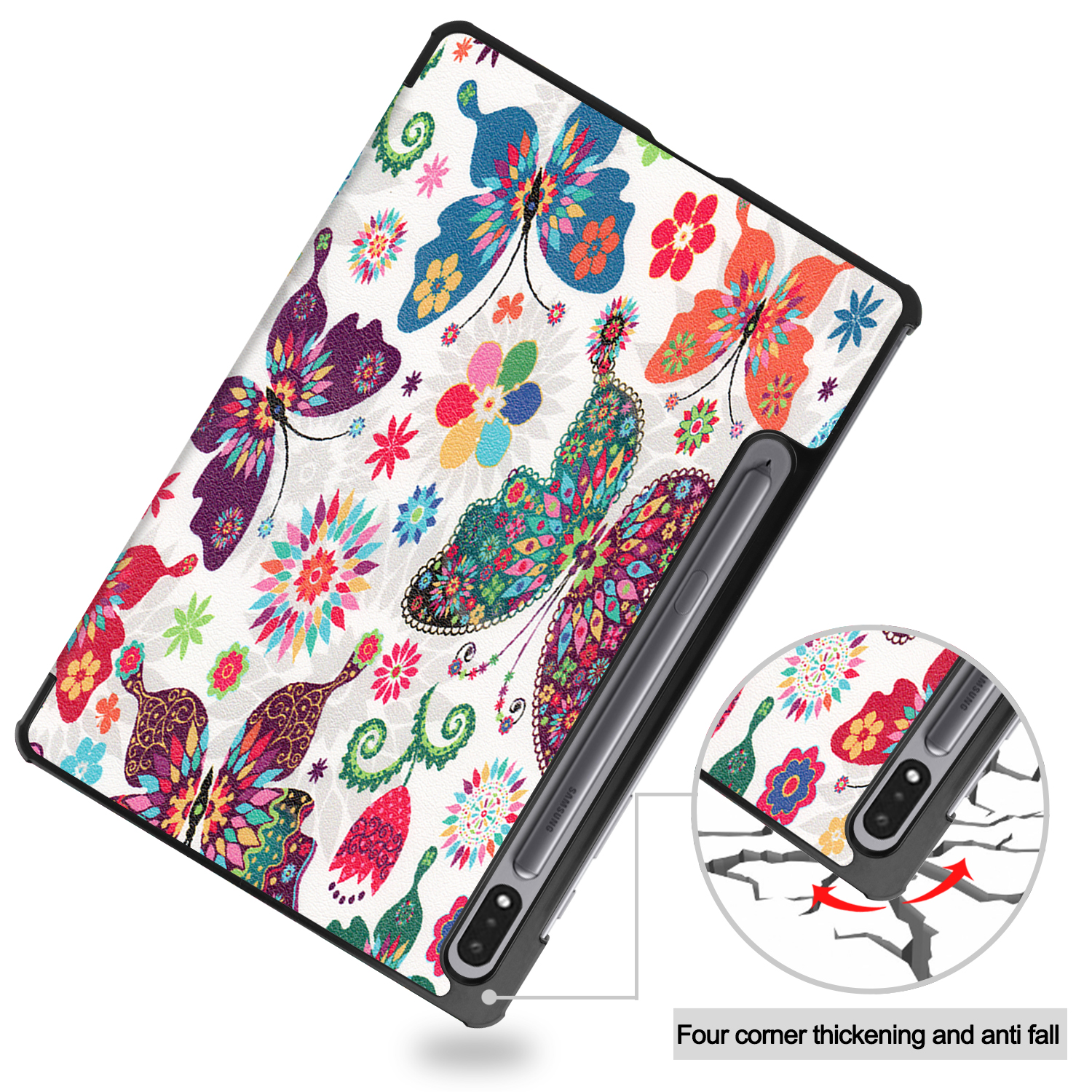 LOBWERK Hülle Schutzhülle Bookcover für Mehrfarbig SM-T870/T875/X700 Samsung Kunstleder, S7 Tab Galaxy
