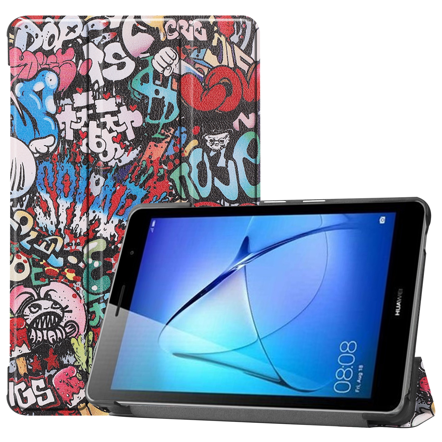 LOBWERK Hülle Mehrfarbig MatePad Huawei Bookcover Kunstleder, für 8.0 T8 Schutzhülle Zoll