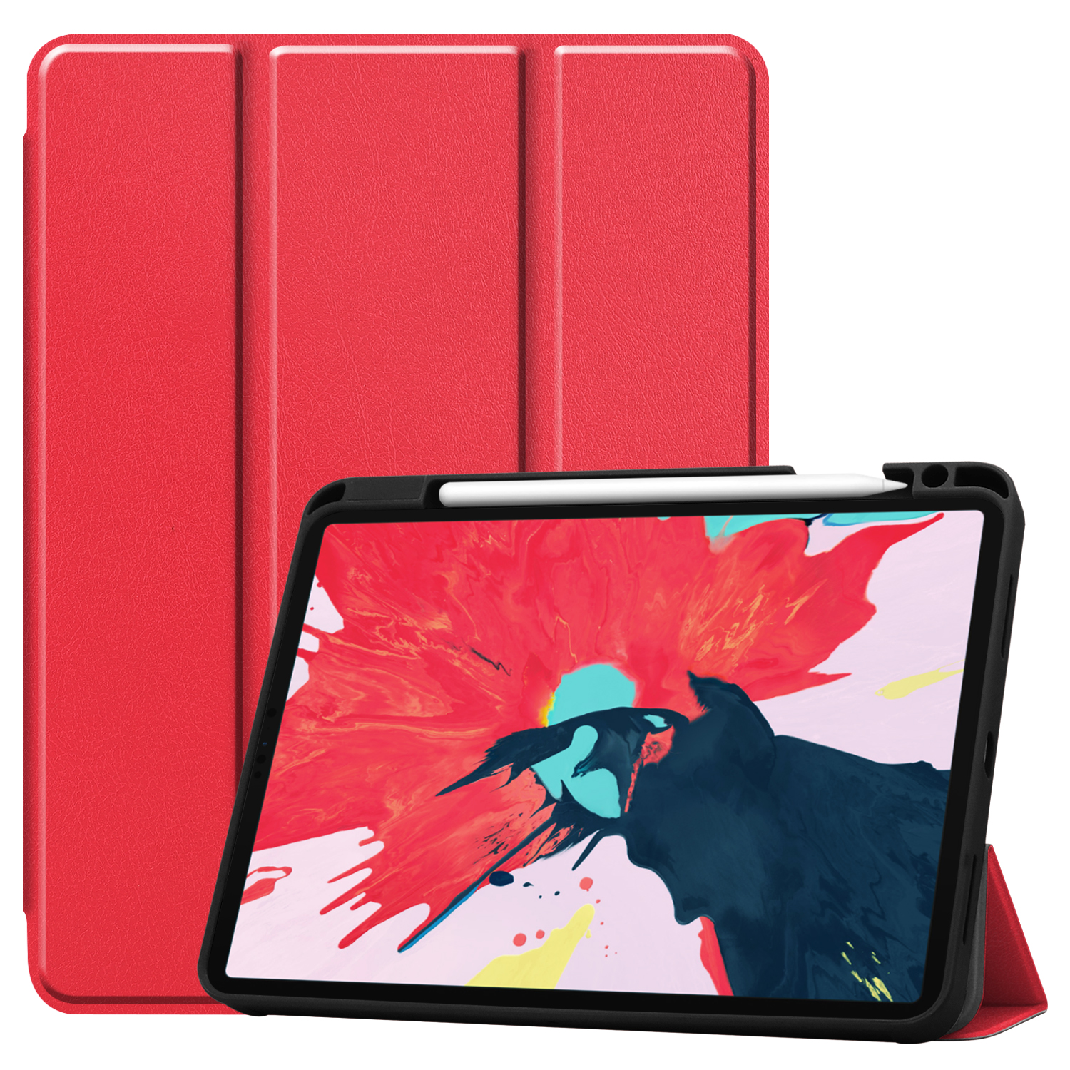 LOBWERK Hülle Schutzhülle Bookcover für iPad 2020 Zoll Rot 11 Pro Kunstleder, Apple