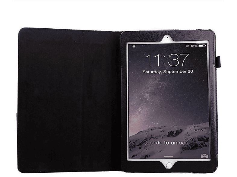 LOBWERK Hülle Schutzhülle Bookcover für Apple iPad Mini 4 7.9 Zoll Kunstleder, Schwarz