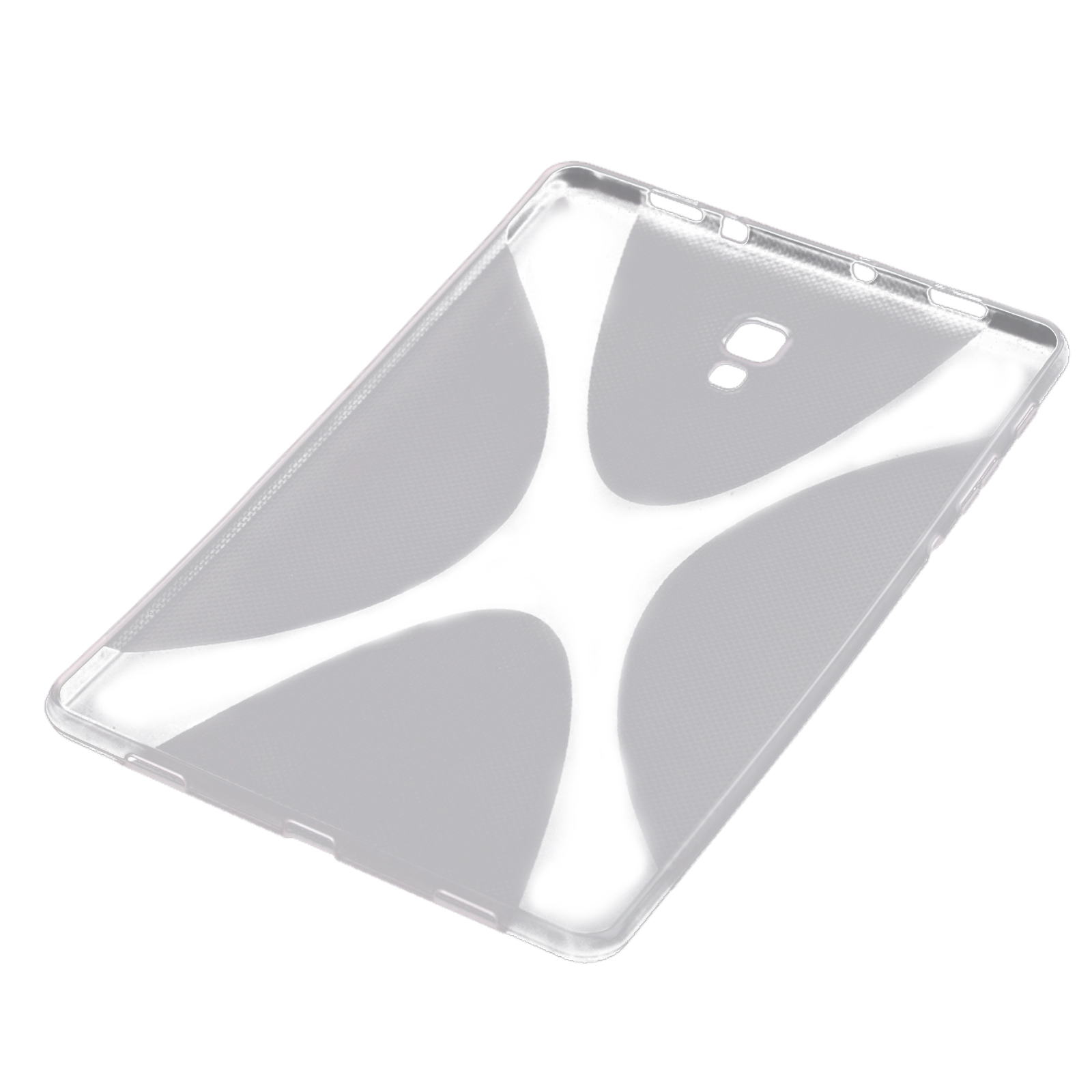 Transparente Tablethülle mit gitterartigem Muster.