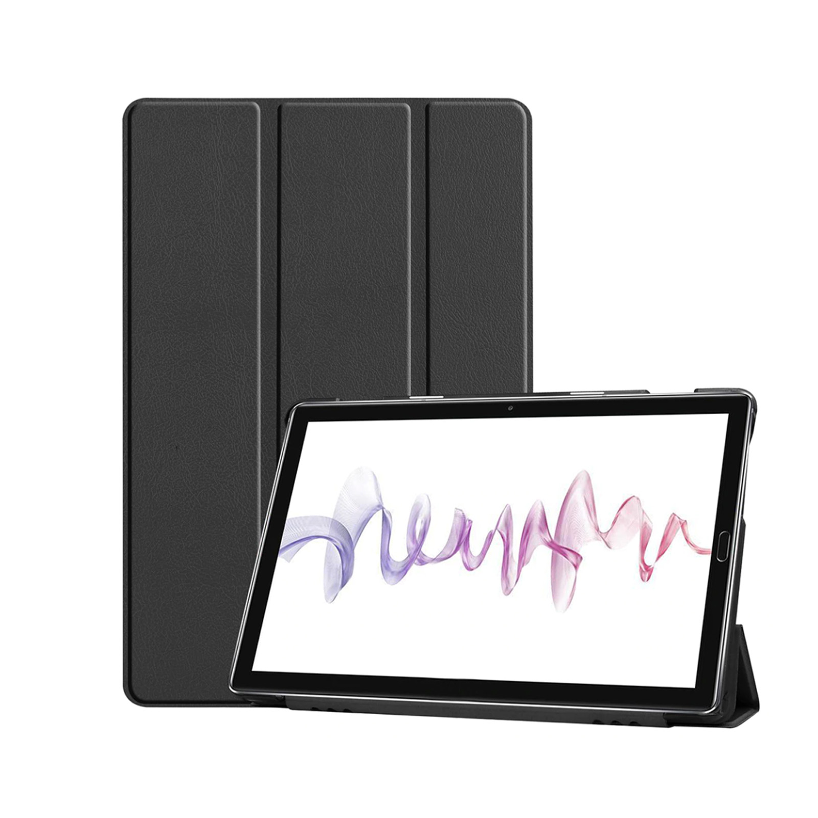 Hülle Huawei MediaPad Kunstleder, Schutzhülle für 10.8 LOBWERK Schwarz M6 Bookcover Zoll