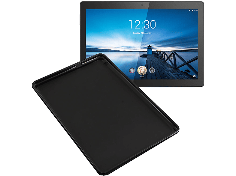 LOBWERK Hülle Schutzhülle Backcover für Lenovo Tab M10 (2018) TB-X605F 10.1 Zoll TPU, Schwarz