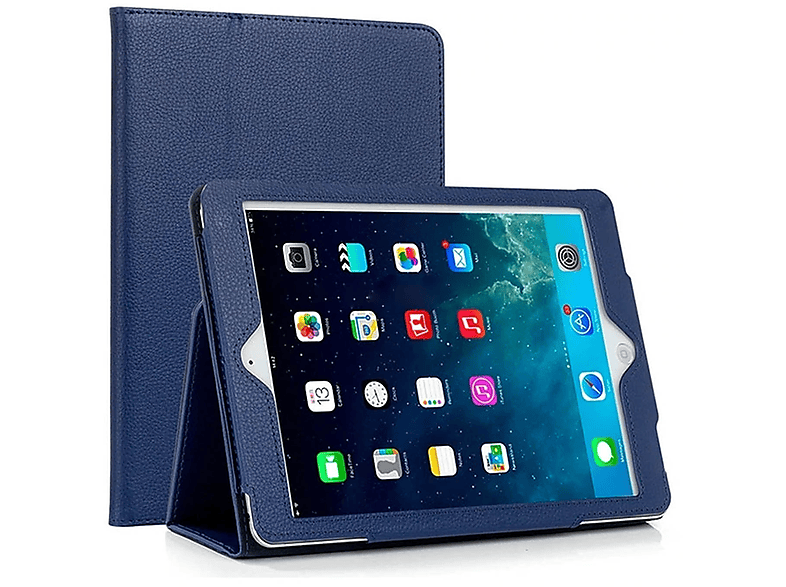 LOBWERK Hülle Schutzhülle Bookcover für Apple iPad Mini 4 iPad Mini 5 7.9 Zoll Kunstleder, Blau