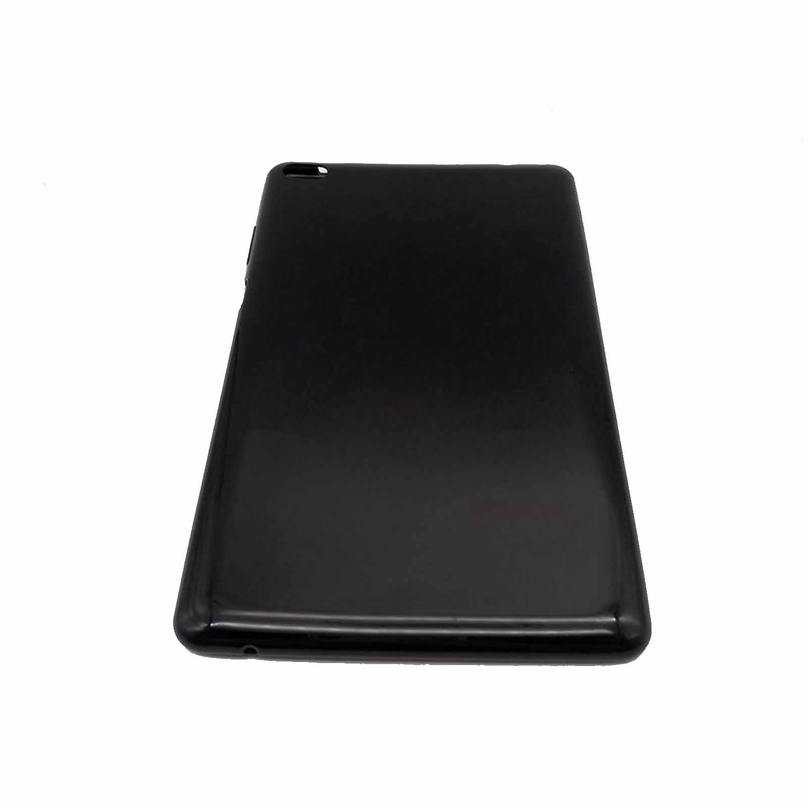 Schwarze Tablet-Rückseite. Das Tablet hat eine glänzende Oberfläche, mit einem Kamera Loch.